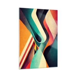 Impression sur verre - Image sur verre - Rayures colorées dans une composition dynamique et abstraite - 50x70cm - Composition intense - Décoration murale moderne pour le salon et la chambre ARTTOR