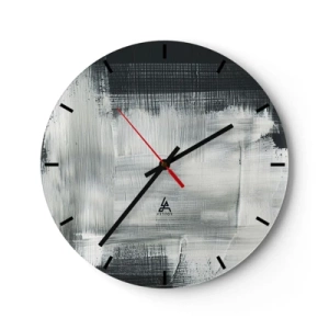 Horloge murale - Pendule murale - Motif abstrait dans les tons de noir et blanc - 30x30cm - Tissé à la verticale et à l'horizontale - Décoration murale moderne pour le salon, la cuisine et la chambre ARTTOR