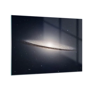 Impression sur verre - Image sur verre - Une galaxie spirale flottant dans l'espace - 70x50cm - Il y a bien longtemps, dans une galaxie très lointaine… - Décoration murale moderne pour le salon et la chambre ARTTOR