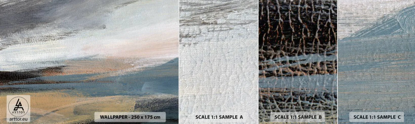 Échantillon de Papier Peint Premium Canvas - Abstraction : paysage nordique - Morceau, Abstraction, Minimalisme - 100x30 cm