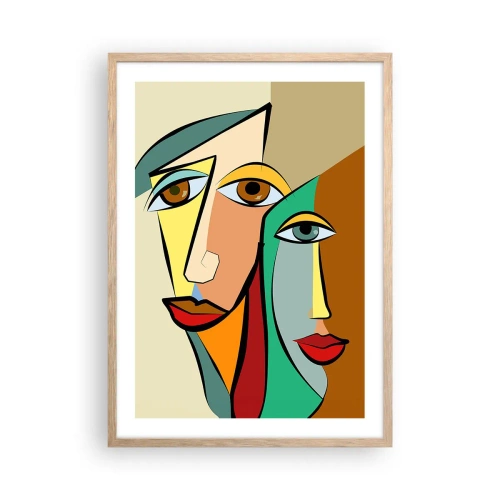 Affiche dans un chêne clair - Poster - Couple cubiste - 50x70 cm