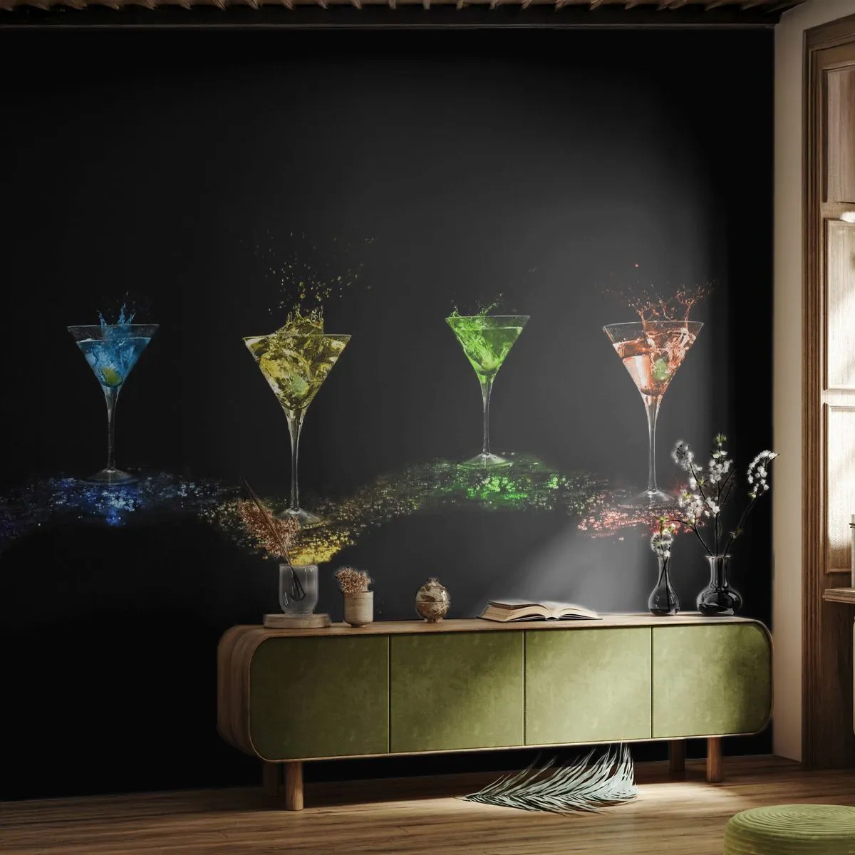 Papier Peint Autocollant Deluxe Sticker - Couleurs de joie en verre de cristal - La gastronomie, Cocktail, Boisson colorée - 500x350 cm