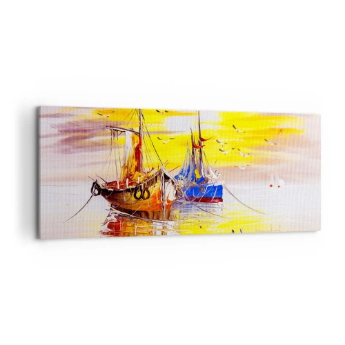 Impression sur toile - Image sur toile - Un repos bien mérité au port - 100x40 cm