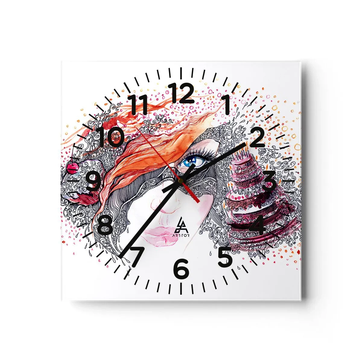 Horloge murale - Pendule murale - Avec elle, c'est tous les jours la fête - 40x40 cm
