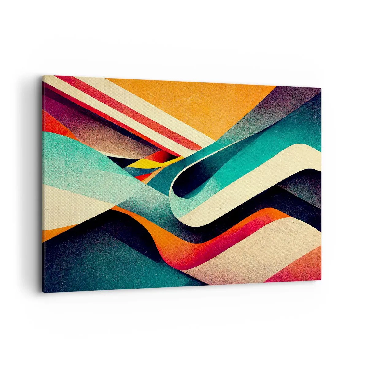 Impression sur toile - Image sur toile - Vagues abstraites colorées dans une composition dynamique - 100x70cm - Composition intense - Décoration murale moderne pour le salon et la chambre ARTTOR