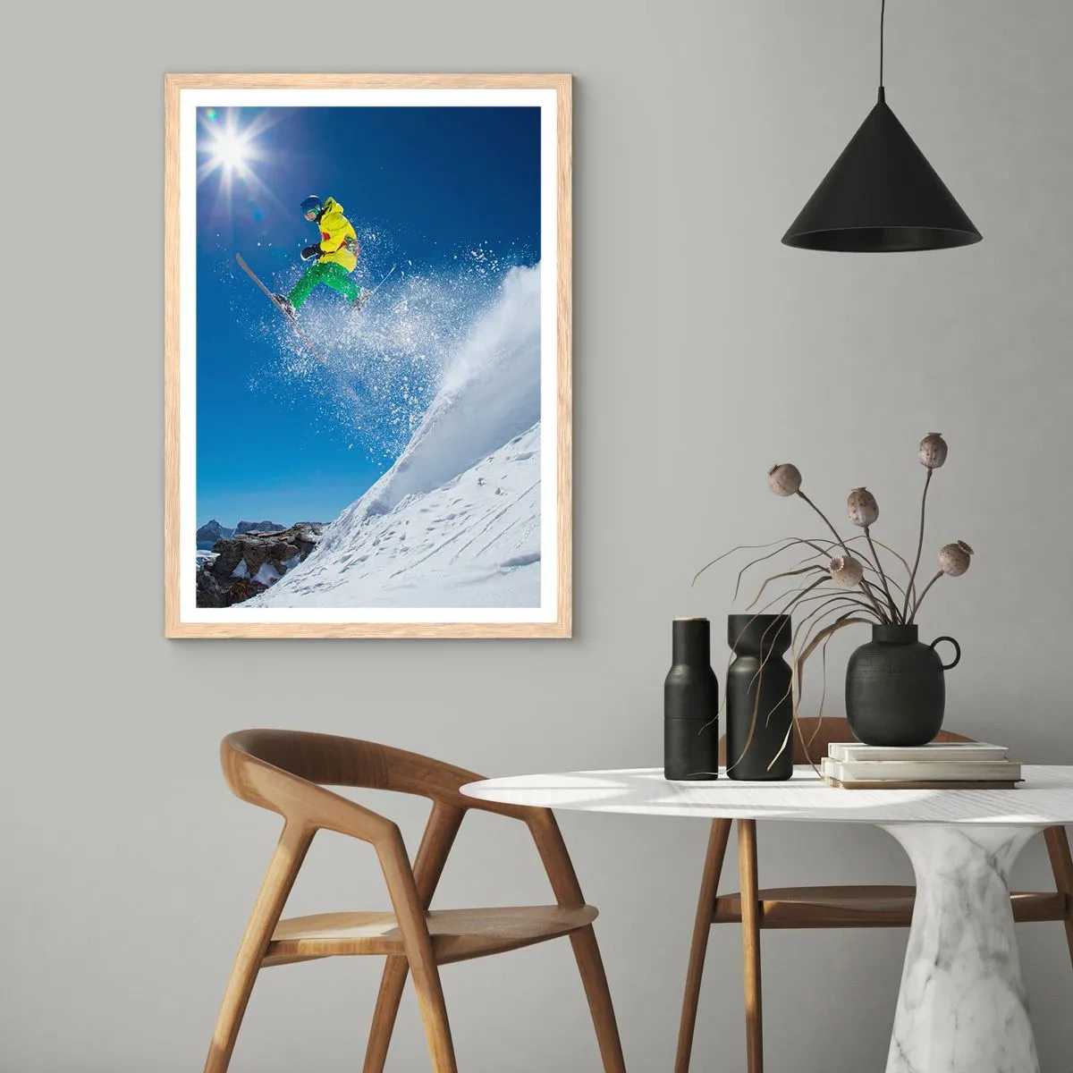 Affiche dans un chêne clair - Poster - Danse avec les montagnes - 61x91 cm