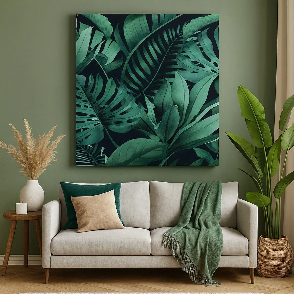 Impression sur toile - Image sur toile - Profondeur du vert tropical - 30x30 cm