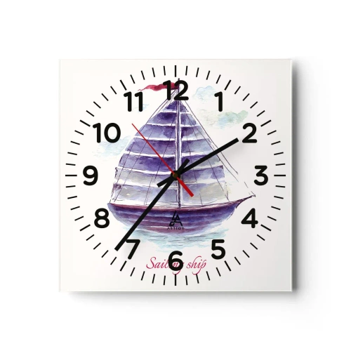 Horloge murale - Pendule murale - Plein de voiles et d’eau calme - 30x30 cm