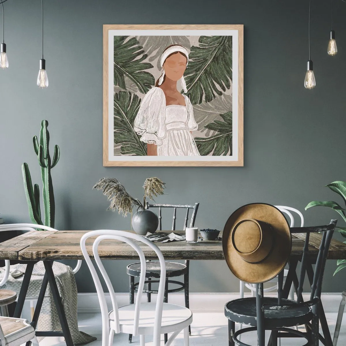 Affiche dans un chêne clair - Poster - Portrait exotique - 30x30 cm