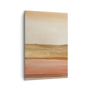 Impression sur toile - Image sur toile - Rayures abstraites dans les tons beige, or et rose sur toile - 70x100cm - Composition verticale - Décoration murale moderne pour le salon et la chambre ARTTOR