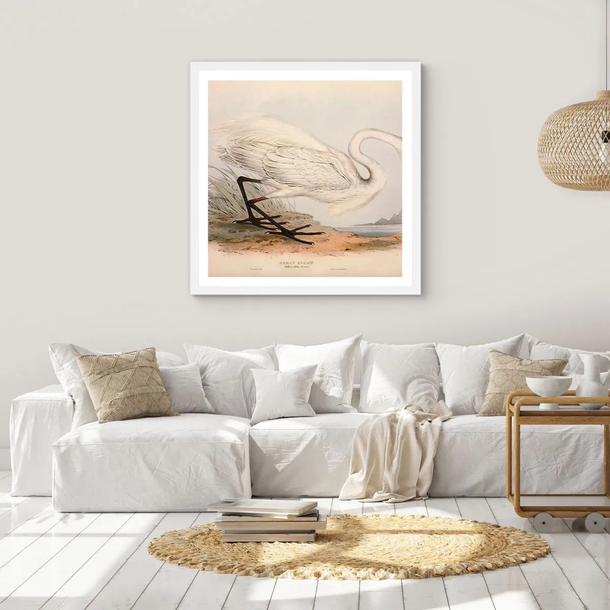 Affiche dans un cadre blanc - Poster - Dame sur les joncs - 60x60 cm