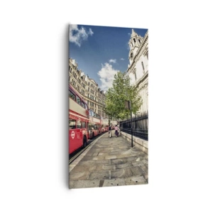 Impression sur toile - Image sur toile - Rue de Londres en gris et rouge - 65x120 cm