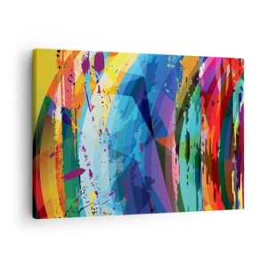 Impression sur toile - Image sur toile - Abstraction colorée dans des motifs et des formes dynamiques - 70x50cm - Vertiges colorés - Décoration murale moderne pour le salon et la chambre ARTTOR
