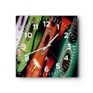 Horloge murale - Pendule murale - La guitare a plusieurs couleurs - 40x40 cm