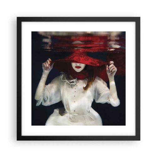 Affiche dans un cadre noir - Poster - Femme mystérieuse - 40x40 cm