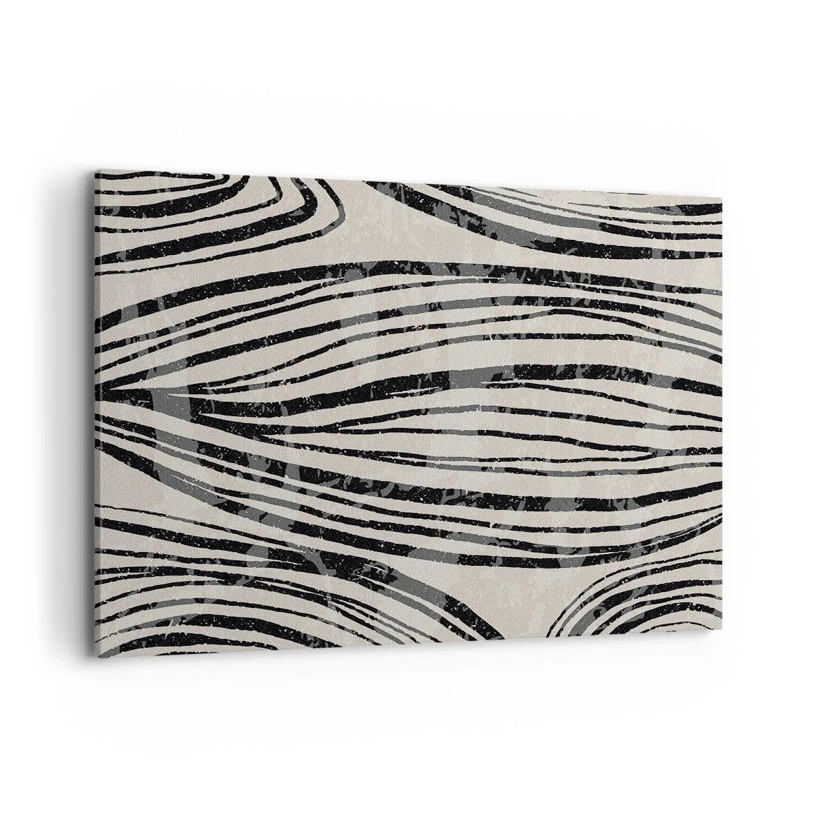 Impression sur toile - Image sur toile - Vagues abstraites dans des tons noirs et blancs - 120x80cm - Ligne de marécage - Décoration murale moderne pour le salon et la chambre ARTTOR