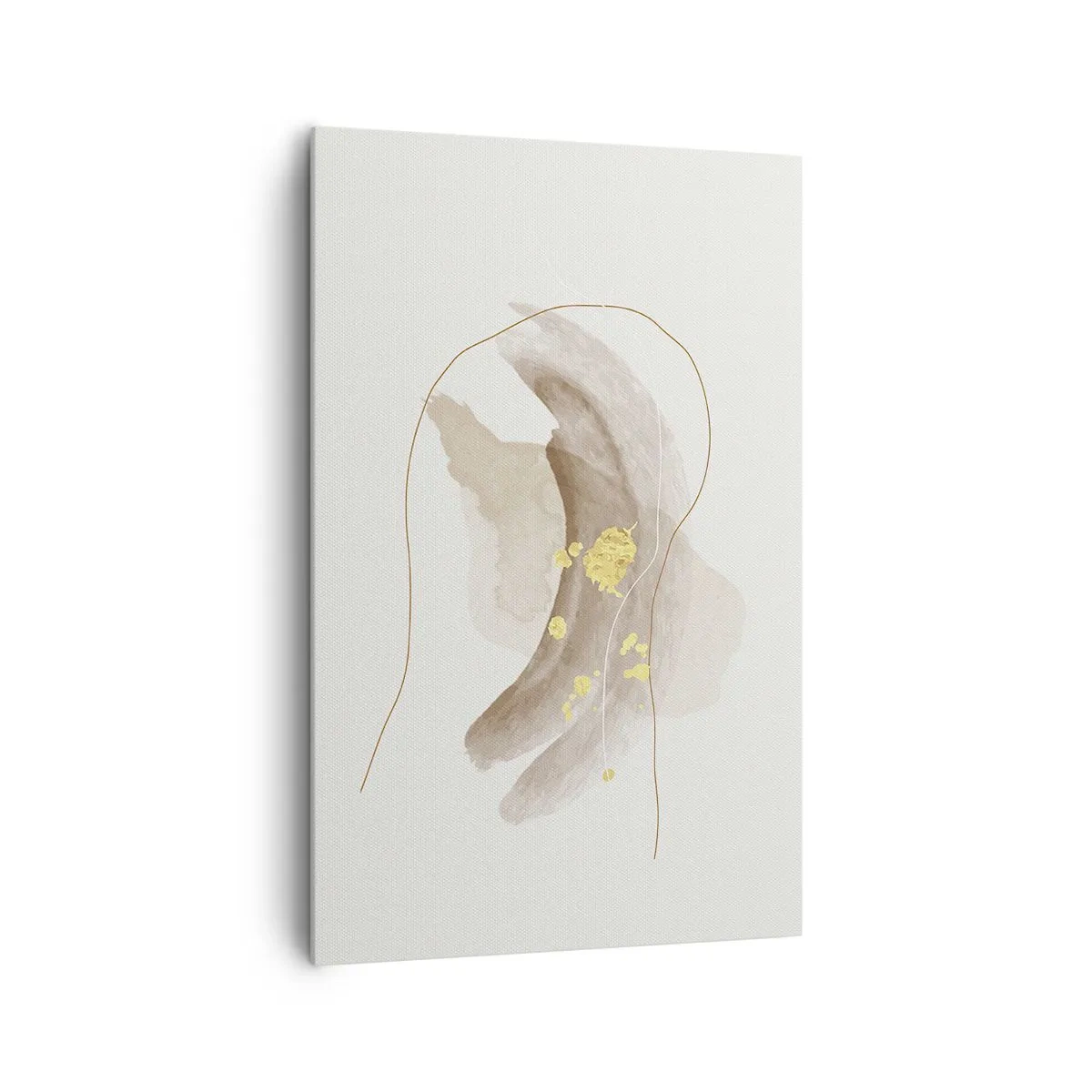Impression sur toile - Image sur toile - Une composition abstraite dans les tons beige et or. - 80x120cm - rencontré dans l'espace - Décoration murale moderne pour le salon et la chambre ARTTOR