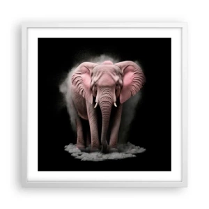 Affiche dans un cadre blanc - Poster - Ne pensez pas à un éléphant rose ! - 50x50 cm
