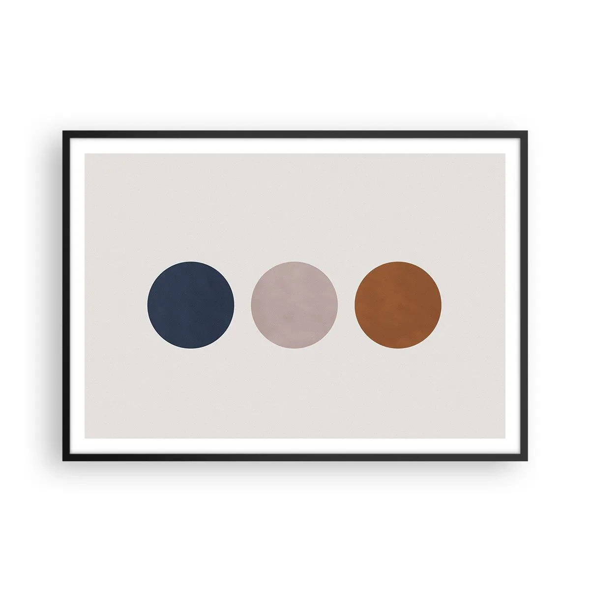 Affiche dans un cadre noir - Poster - Une composition minimaliste avec trois cercles colorés - 100x70cm - Symbole d'excellence - Décoration murale moderne pour le salon et la chambre ARTTOR