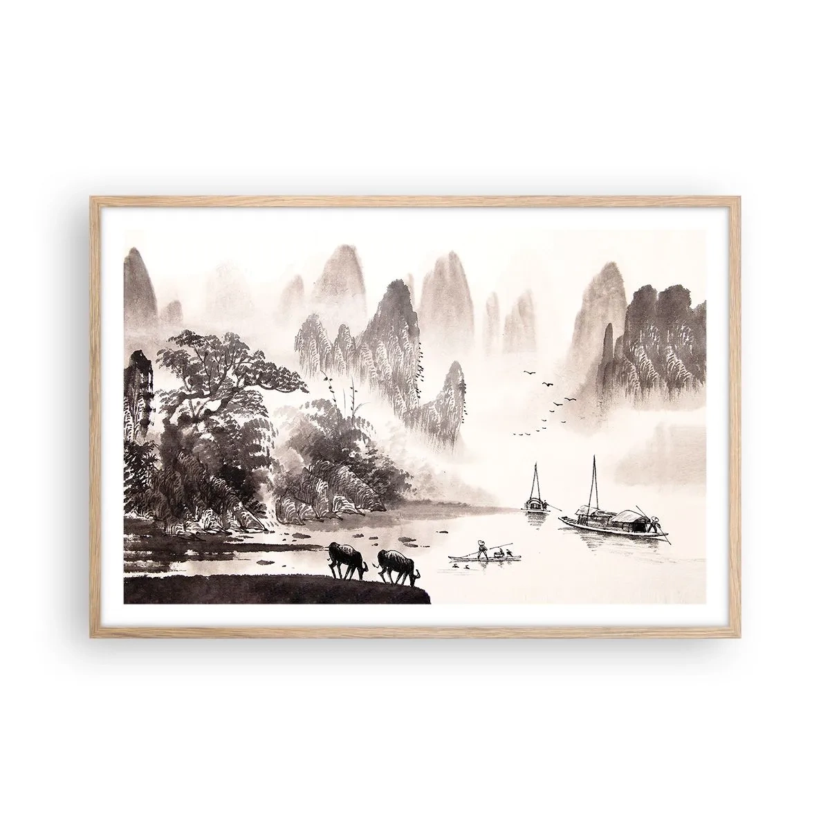 Affiche dans un chêne clair - Poster - Le quotidien exotique de l'Orient - 91x61 cm