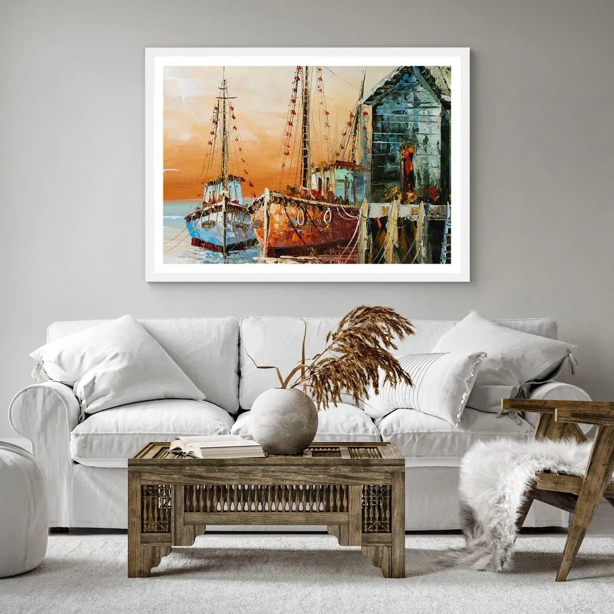 Affiche dans un cadre blanc - Poster - Retour tranquille - 70x50 cm