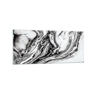 Impression sur verre - Image sur verre - Motif de marbre abstrait en noir et blanc - 120x50cm - Au début, c'était le chaos - Décoration murale moderne pour le salon et la chambre ARTTOR