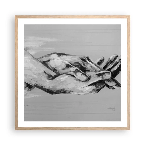 Affiche dans un chêne clair - Poster - Début... - 60x60 cm