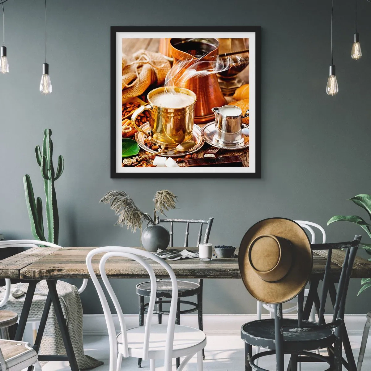 Affiche dans un cadre noir - Poster - Bonne journée! - 60x60 cm