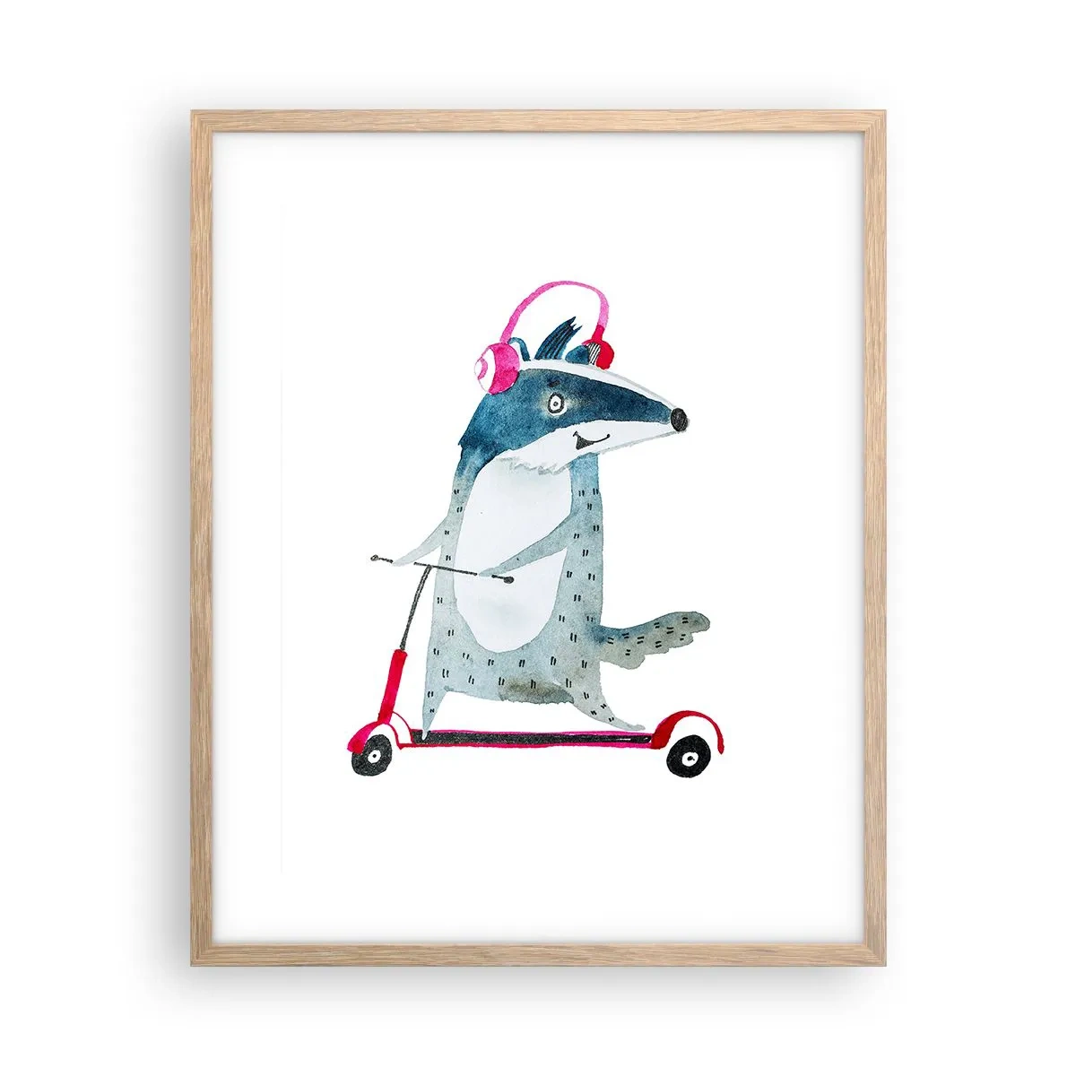 Affiche dans un chêne clair - Poster - La joie du blaireau - 40x50 cm