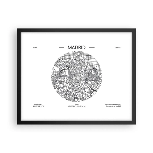 Affiche dans un cadre noir - Poster - Anatomie de Madrid - 50x40 cm