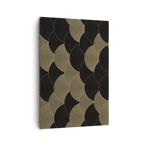 Impression sur toile - Image sur toile - Motif Art Déco avec demi-cercles et lignes dorées - 70x100cm - Unité dans la multiplicité - Décoration murale moderne pour le salon et la chambre ARTTOR