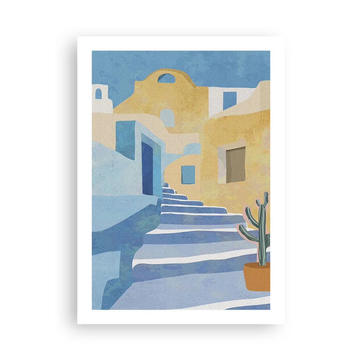 Affiche - Poster - Architecture méditerranéenne aux couleurs pastel - 50x70cm - Une journée dans une ville arabe - Décoration murale moderne pour le salon et la chambre ARTTOR