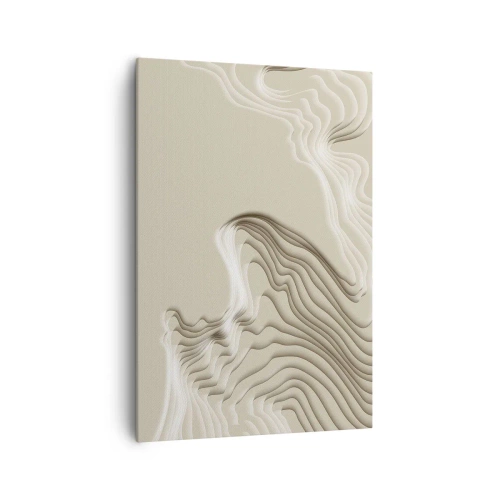 Impression sur toile - Image sur toile - Un motif abstrait dans des tons beiges avec un effet linéaire. - 70x100cm - Topographie artistique - Décoration murale moderne pour le salon et la chambre ARTTOR