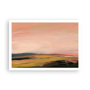 Affiche - Poster - Un paysage aux tons roses et dorés - 100x70cm - Dans les tons de roses - Décoration murale moderne pour le salon et la chambre ARTTOR