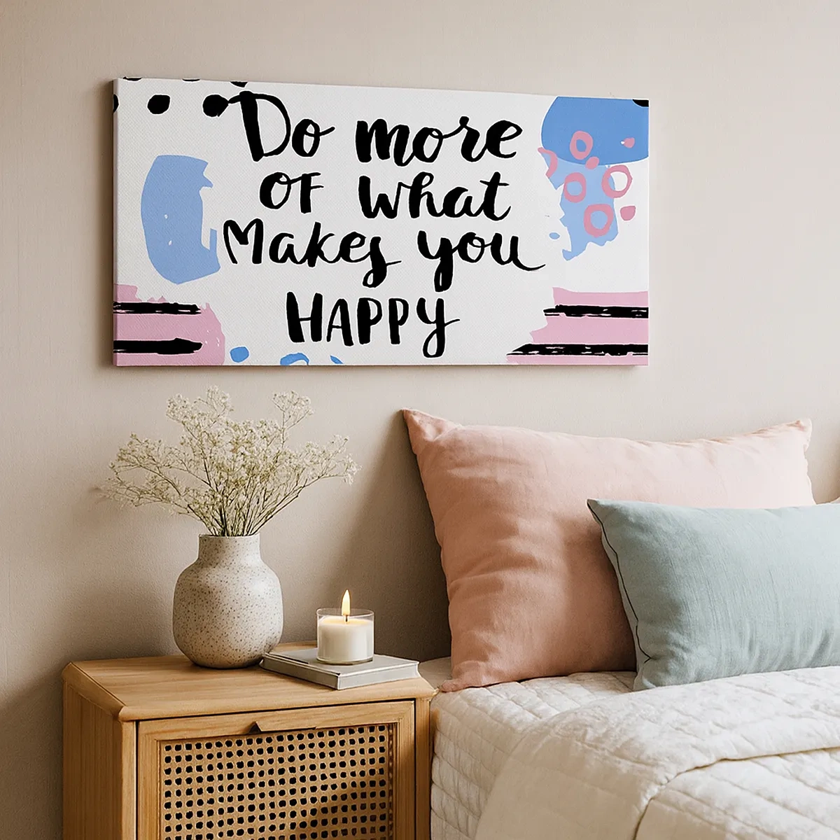 Impression sur toile - Image sur toile - Comment être heureux - 30x30 cm