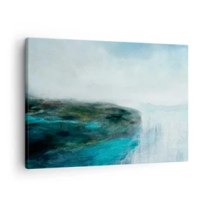 Impression sur toile - Image sur toile - Paysage abstrait dans les tons turquoise et gris - 70x50cm - Abstraction nautique - Décoration murale moderne pour le salon et la chambre ARTTOR