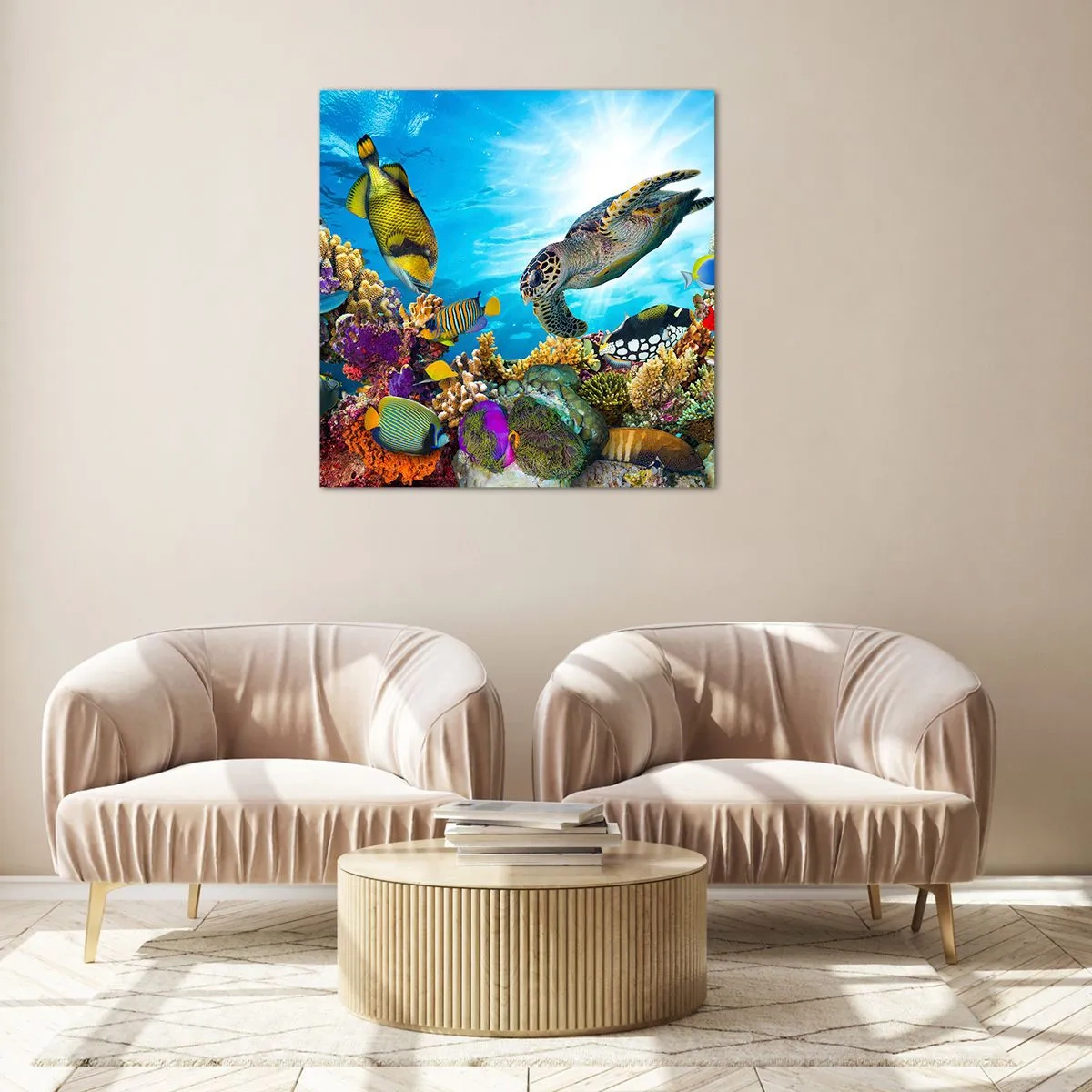 Impression sur verre - Image sur verre - Promenade de corail - 40x40 cm