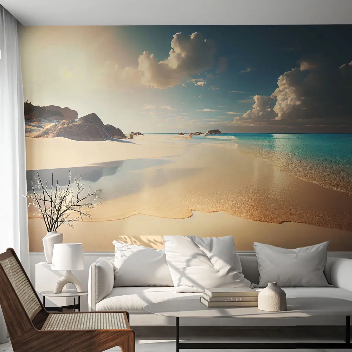 Papier Peint Autocollant Deluxe Sticker - Une journée de rêve - Plage sauvage, Océan, Bord - 100x70 cm