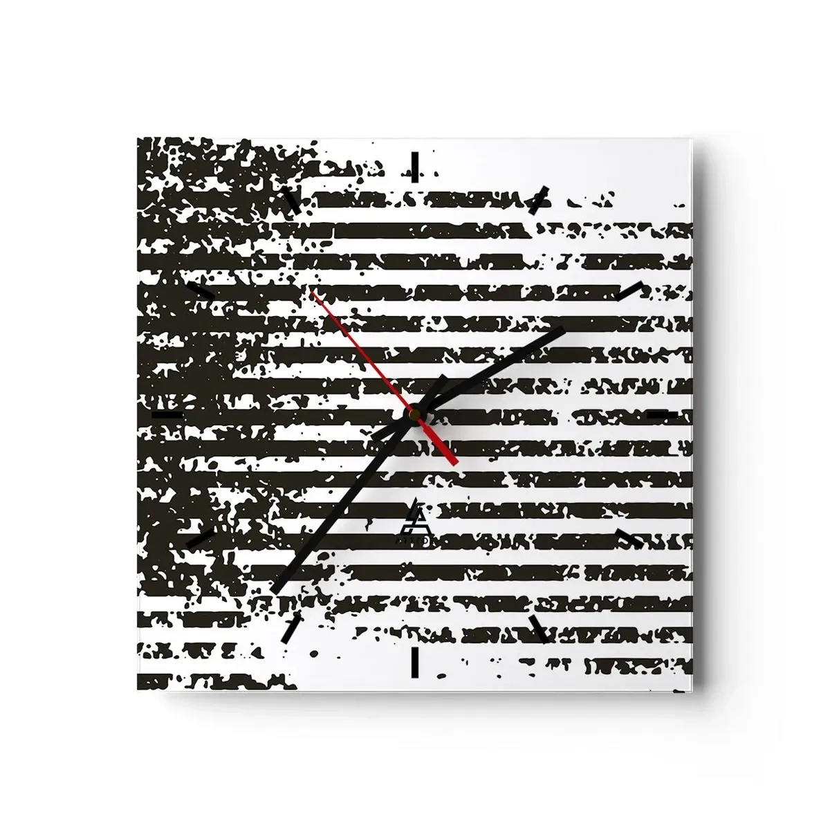 Horloge murale - Pendule murale - Lignes abstraites avec un effet vieilli en noir et blanc - 30x30cm - Rythme et bruissement - Décoration murale moderne pour le salon et la chambre ARTTOR
