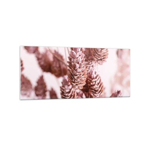 Impression sur verre - Image sur verre - Gros plan sur les délicats épis roses des graminées ornementales - 120x50cm - Apparemment discret - Décoration murale moderne pour le salon et la chambre ARTTOR