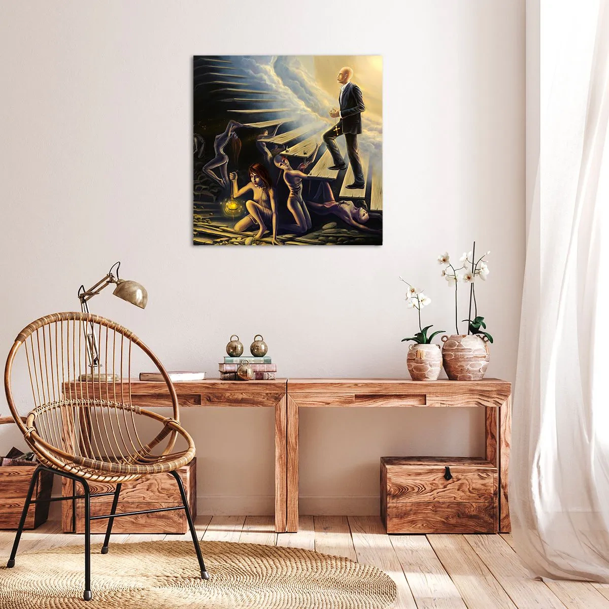 Impression sur toile - Image sur toile - Voyage dantesque vers la lumière - 50x50 cm