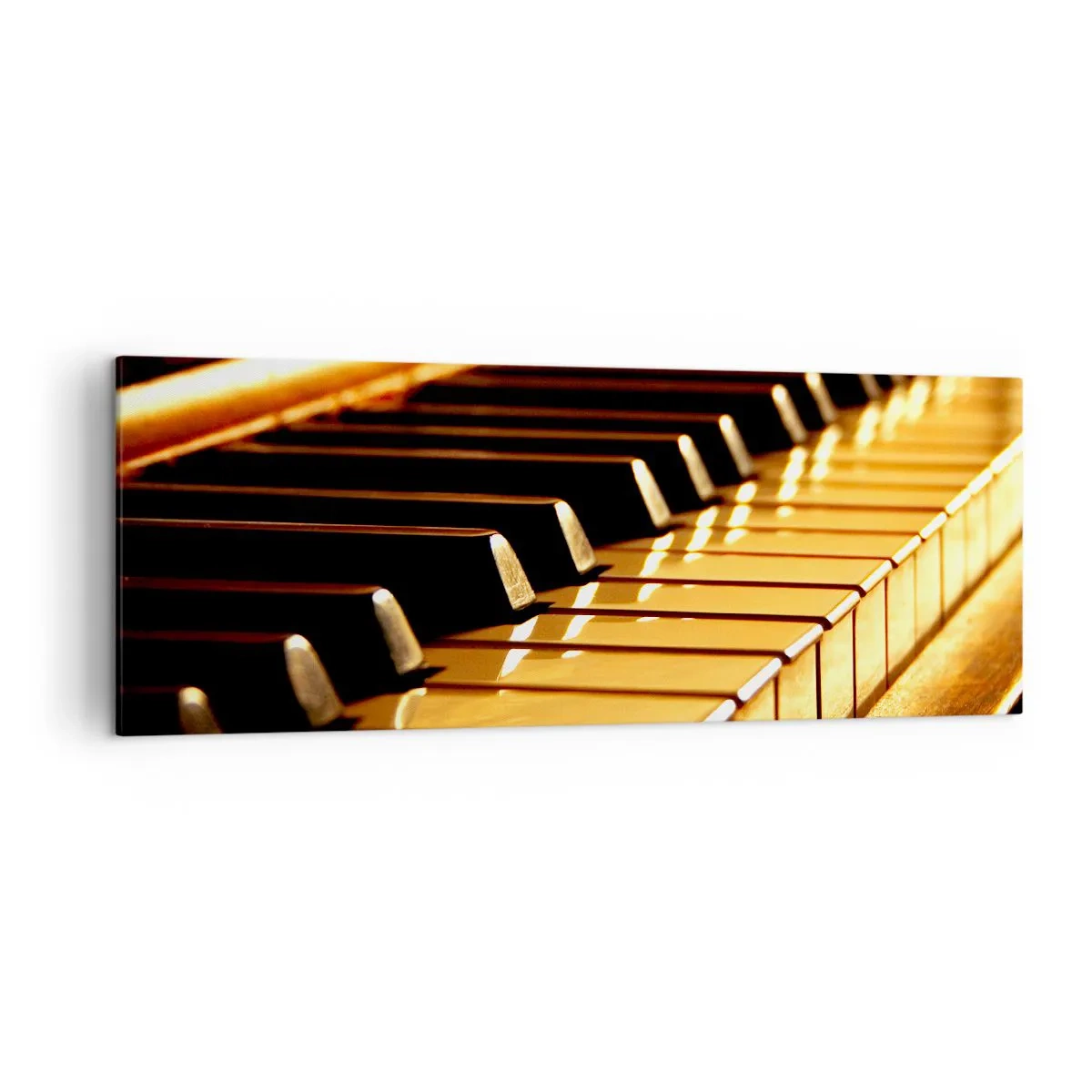 Impression sur toile - Image sur toile - Clavier de piano sous un éclairage doré - 140x50cm - Des possibilités infinies - Décoration murale moderne pour le salon et la chambre ARTTOR