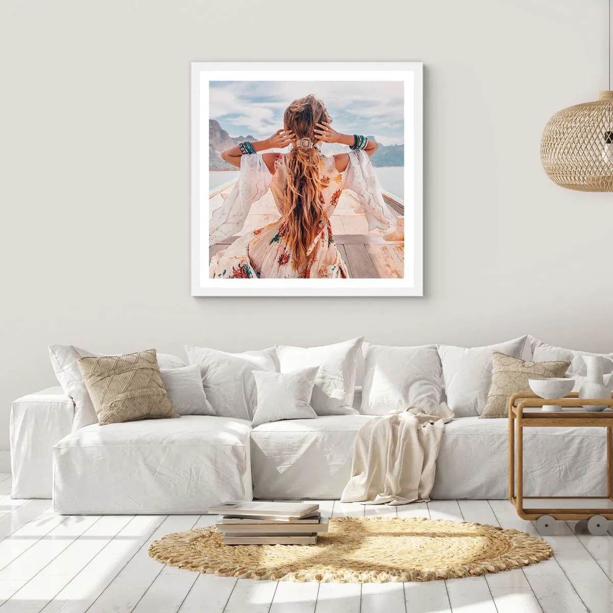 Affiche dans un cadre blanc - Poster - En route vers le bonheur - 60x60 cm