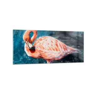 Impression sur verre - Image sur verre - Un flamant rose sur un fond bleu aquarelle - 120x50cm - Décoratif par nature - Décoration murale moderne pour le salon et la chambre ARTTOR