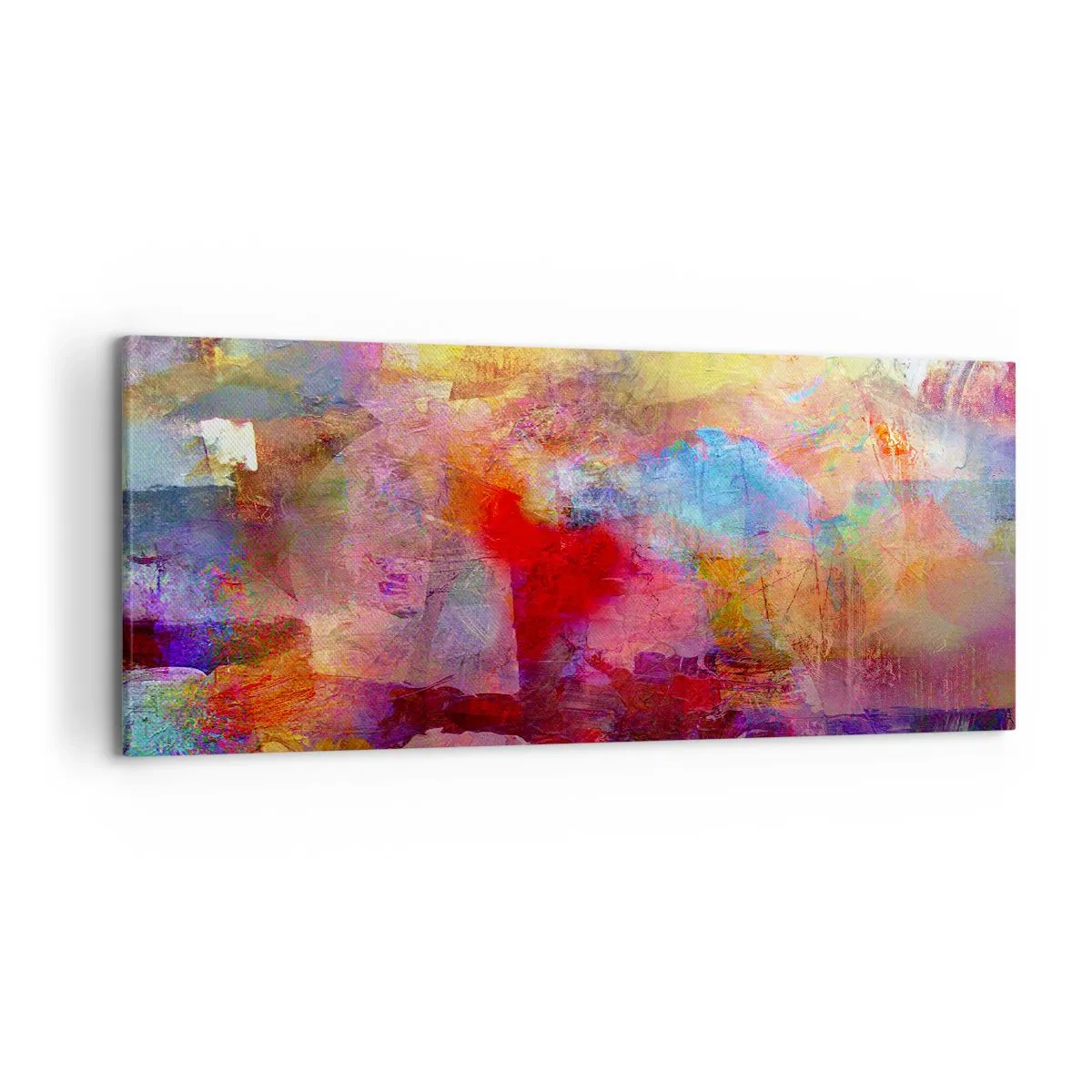 Impression sur toile - Image sur toile - Abstraction colorée dans des tons chauds et froids - 120x50cm - Regardez à l'intérieur de l'arc-en-ciel - Décoration murale moderne pour le salon et la chambre ARTTOR