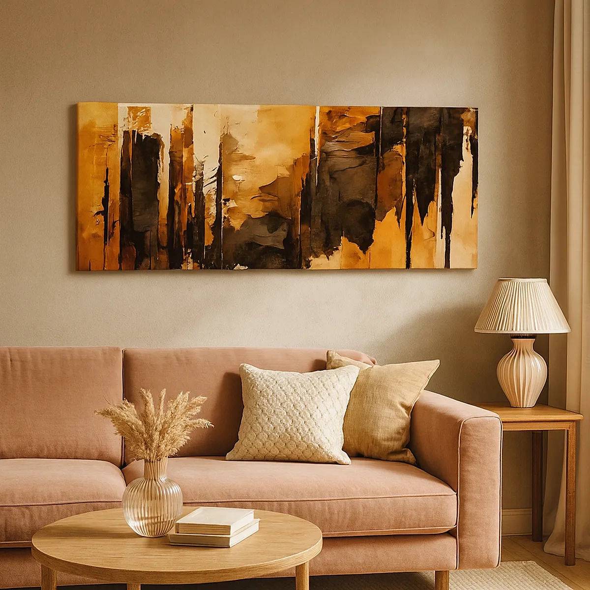 Impression sur toile - Image sur toile - Harmonie de noir et d'or - 30x30 cm