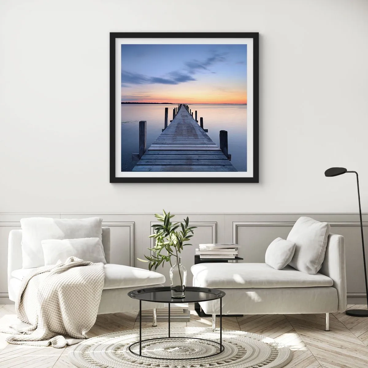 Affiche dans un cadre noir - Poster - Le calme d'un crépuscule serein - 60x60 cm