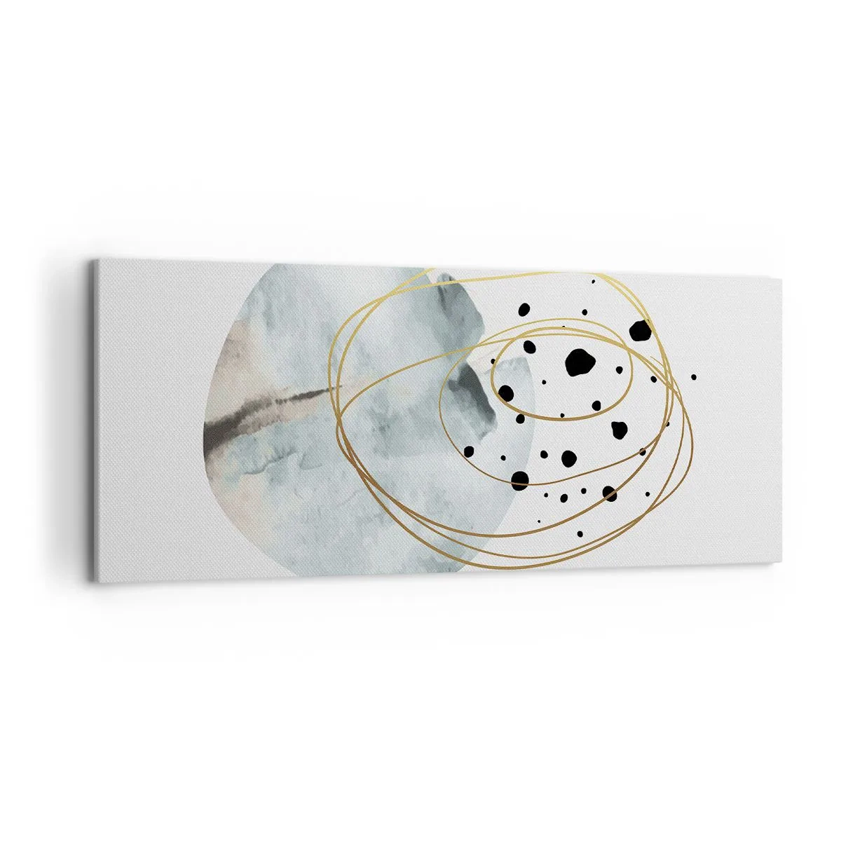 Impression sur toile - Image sur toile - Abstraction minimaliste avec un motif géométrique et des lignes dorées - 120x50cm - Emmêlement de l'espace - Décoration murale moderne pour le salon et la chambre ARTTOR