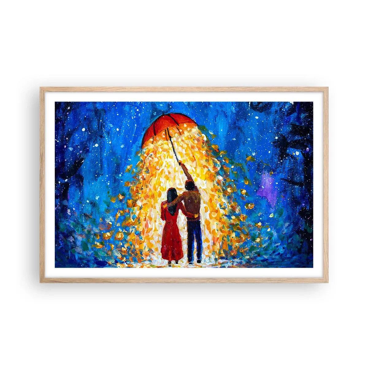 Affiche dans un chêne clair - Poster - La magie d'une soirée pluvieuse ? - 91x61 cm