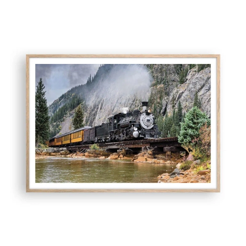 Affiche dans un chêne clair - Poster - Et lui jusqu'où? Jusqu'où? - 100x70 cm